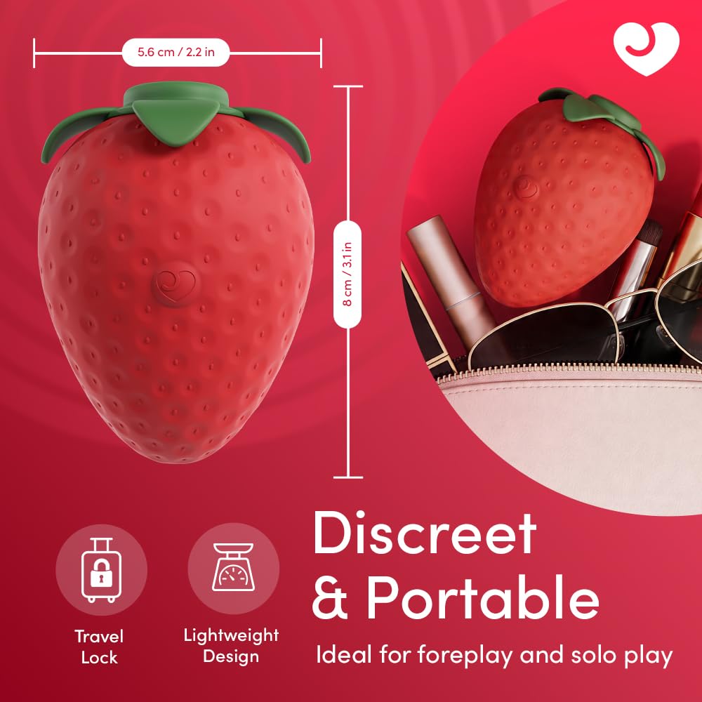 Lovehoney Strawberry Clit Sucker Womens Sex Toy, Discreet Air Pulse Suction
