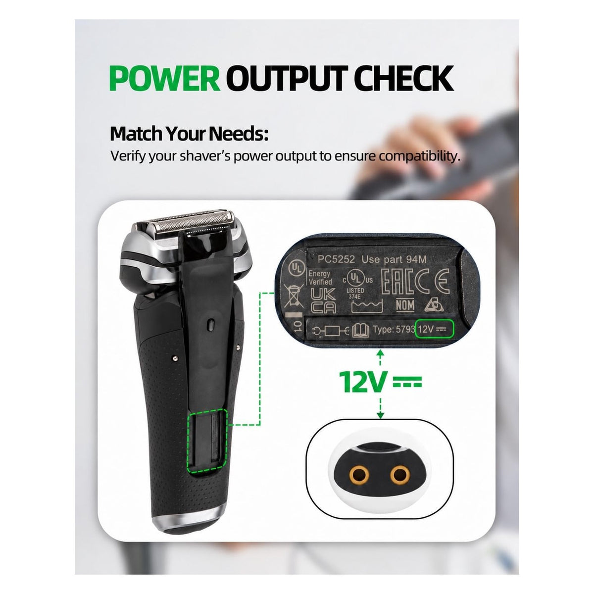 Charger Cord Fit for Braun Shaver Series 7 9 3 5 1 9290cc 9095cc 3040s 310s 340S S3 S9 S7 S5 Pro, Power Replacement for Braun Electric Razor Adapter