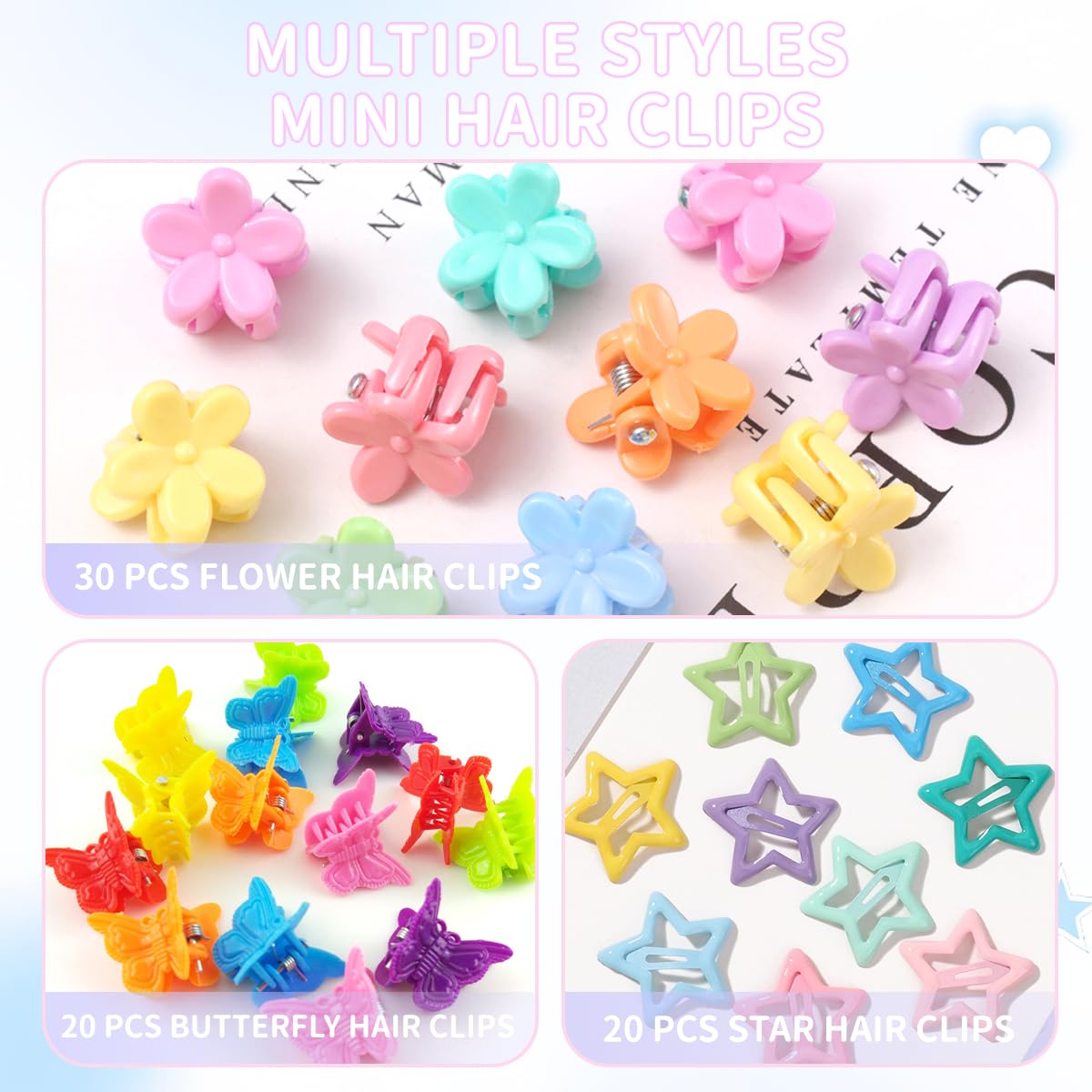 2076 pcs Hair Accessories for Girls Ponytail Holders Toddler Hair Ties with Mini Clip Hair Clips for Girls Rubber Bands Set