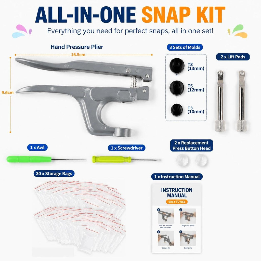 ilauke 400 Sets Snap Buttons with Snap Pliers, Snap Kit for Clothes Sewing