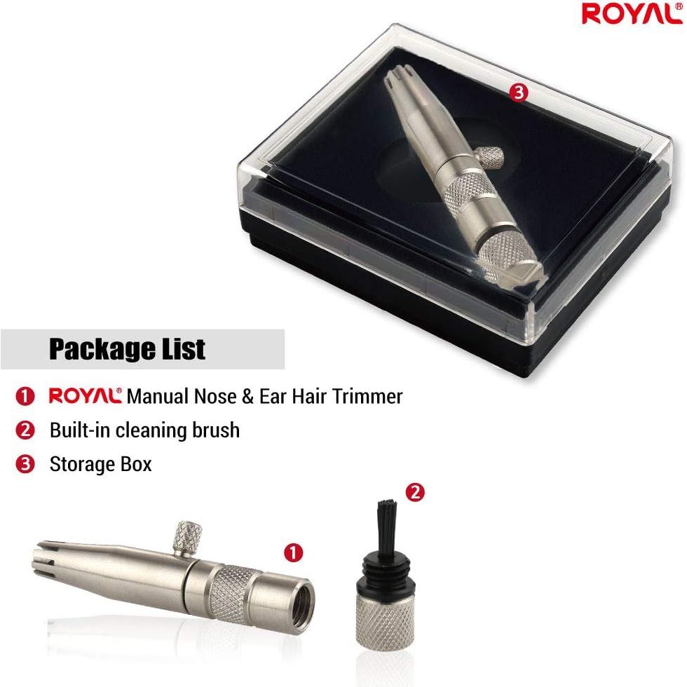 Buy now ROYAL [Made in Korea] Premium Manual Nose Hair Trimmer for Men Silver Bullet, Battery-Free, Stainless Steel Rotary Blade Grooming Tool, Waterproof, Safe & Painless with Patented Mechanism, ET-3 at indiglob india