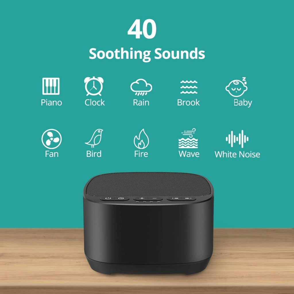 Buy now Magicteam Sleep Sound White Noise Machine with 40 Natural Soothing Sounds and Memory Function 32 Levels of Volume Powered by AC or USB and Sleep Timer Sound Therapy for Baby Kids Adults (B-Black) at indiglob india