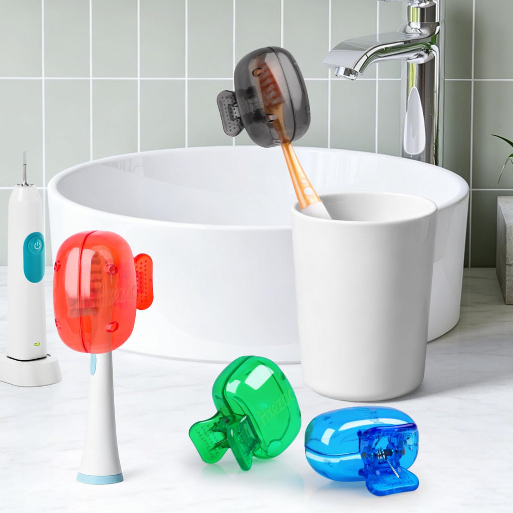 Hxezoc 12 Pack Toothbrush Covers Toothbrush Holders Travel Toothbrush Protector Cap Plastic Protective Portable Clip for Bathroom, Household Travel, Camping, School, Business