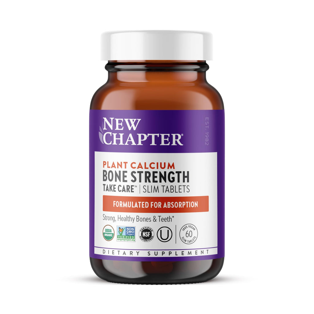 New Chapter Bone Strength Take Care Supplement, 120 Slim Tablets | Clinically Studied Plant Calcium from Red Marine Algae for Bone and Heart Health, Vegan, Organic and Gluten Free