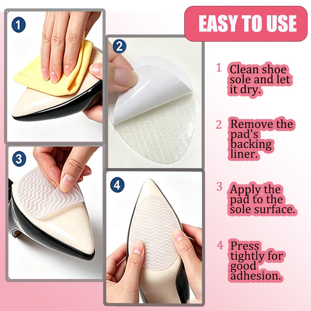 8Pcs Non Slip Shoe Pads, Invisible Shoe Sole Protector to Prevent Skid