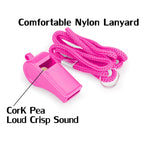 Loud Sports Whistle with Lanyard – High-Pitched Pink Plastic Whistles for Coaches, Outdoor Safety, Dog Training, Party Favors