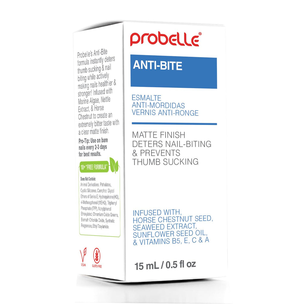 Probelle Anti-Bite, Nail Biting Treatment for Kids & Adults to Quit habit, No Bite Nail Polish Deterrent, Thumb Guard & Prevents Finger Sucking, Bitter Taste Nail Care, For Ages 3+, 0.5 fl oz (15 ml)