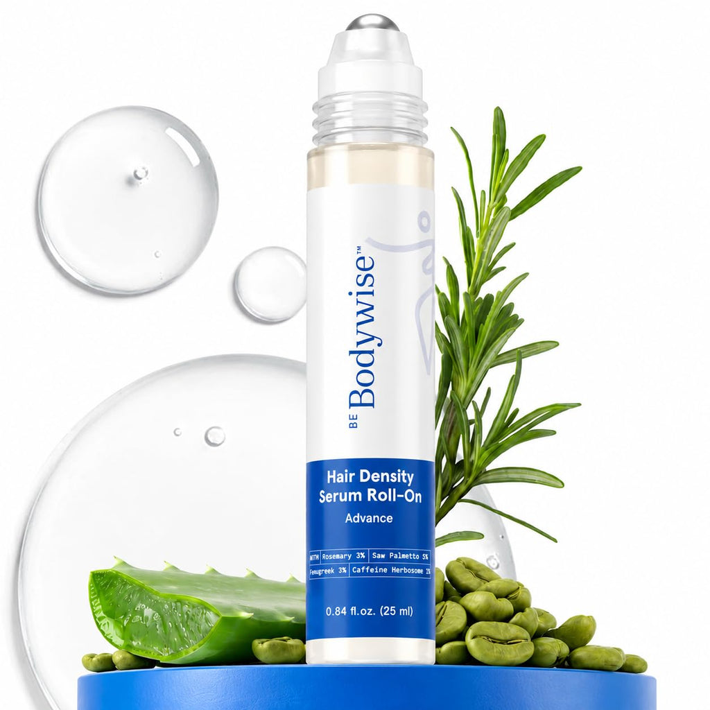 Be Bodywise Hair Growth Serum Roll On - 5% Saw Palmetto, 3% Rosemary Oil for Hair Growth, 3% Fenugreek,1% Caffeine Herbasome | Serum for Hair Loss & Hair Regrowth For Men & Women 25ml/0.84 fl oz