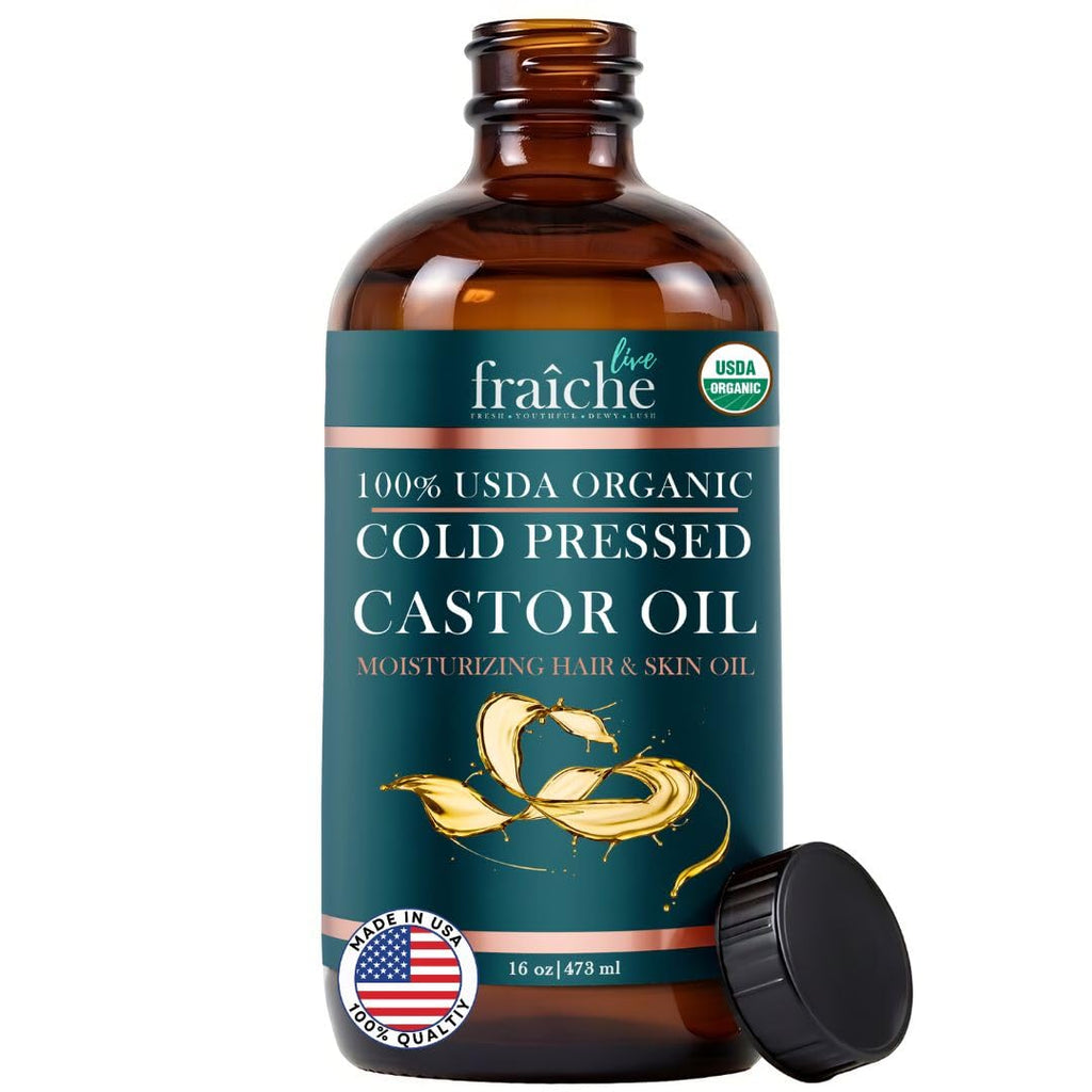 Organic Castor Oil Eyelash Growth Serum, Eyebrow Lash Serum for Hair Growth | 2oz Glass Bottle + Ready-to-Use Filled Dual Ended Tube. 100% Pure Cold Pressed Hexane-Free. For Hair & Skin. Made in USA.