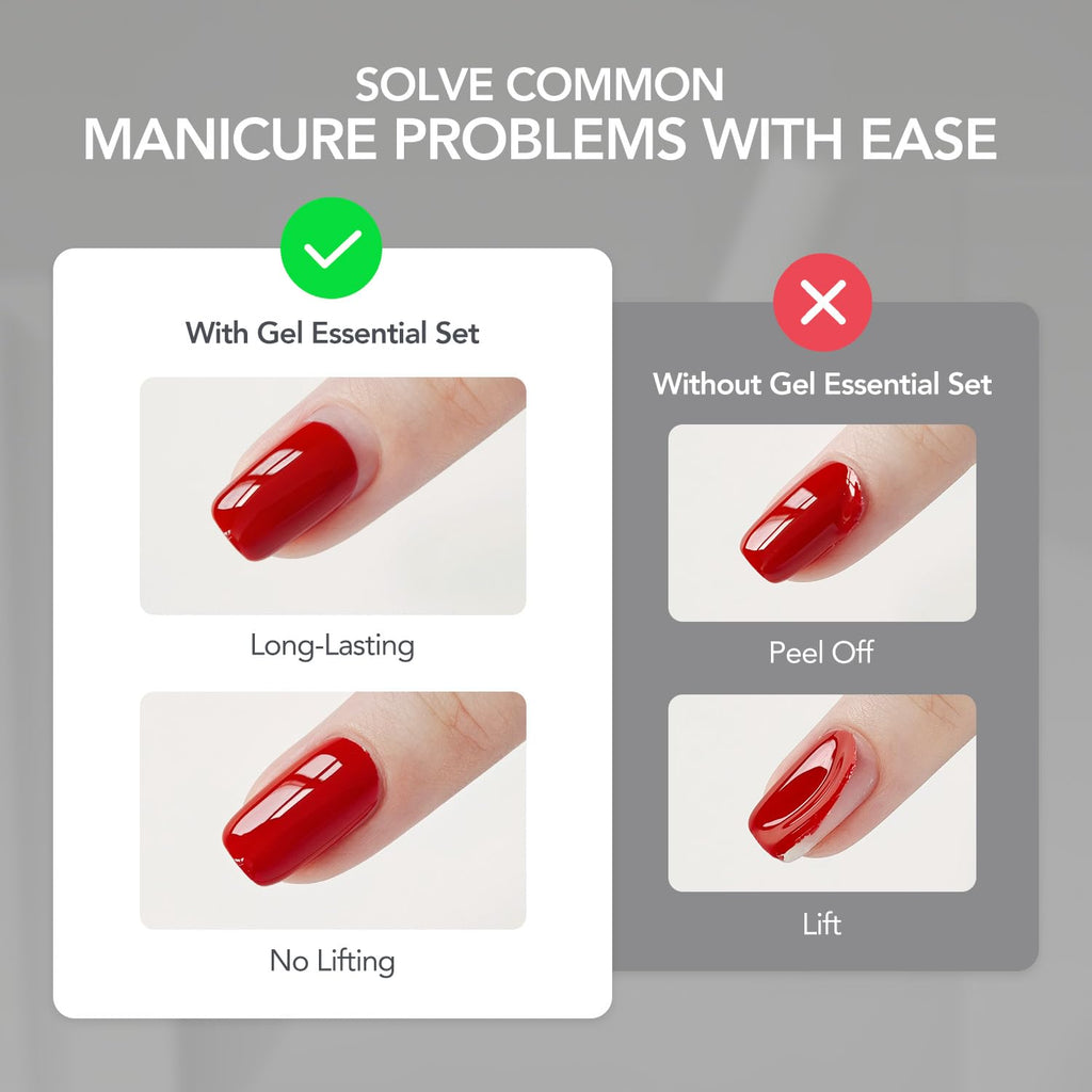 GAOY 16ml Nail Dehydrator and Primer with Gel Top and Base Coat, 4 Pcs Acid-Free Natural Nail Prep Dehydrate Bond Primer Professional Set, for Gel Polish