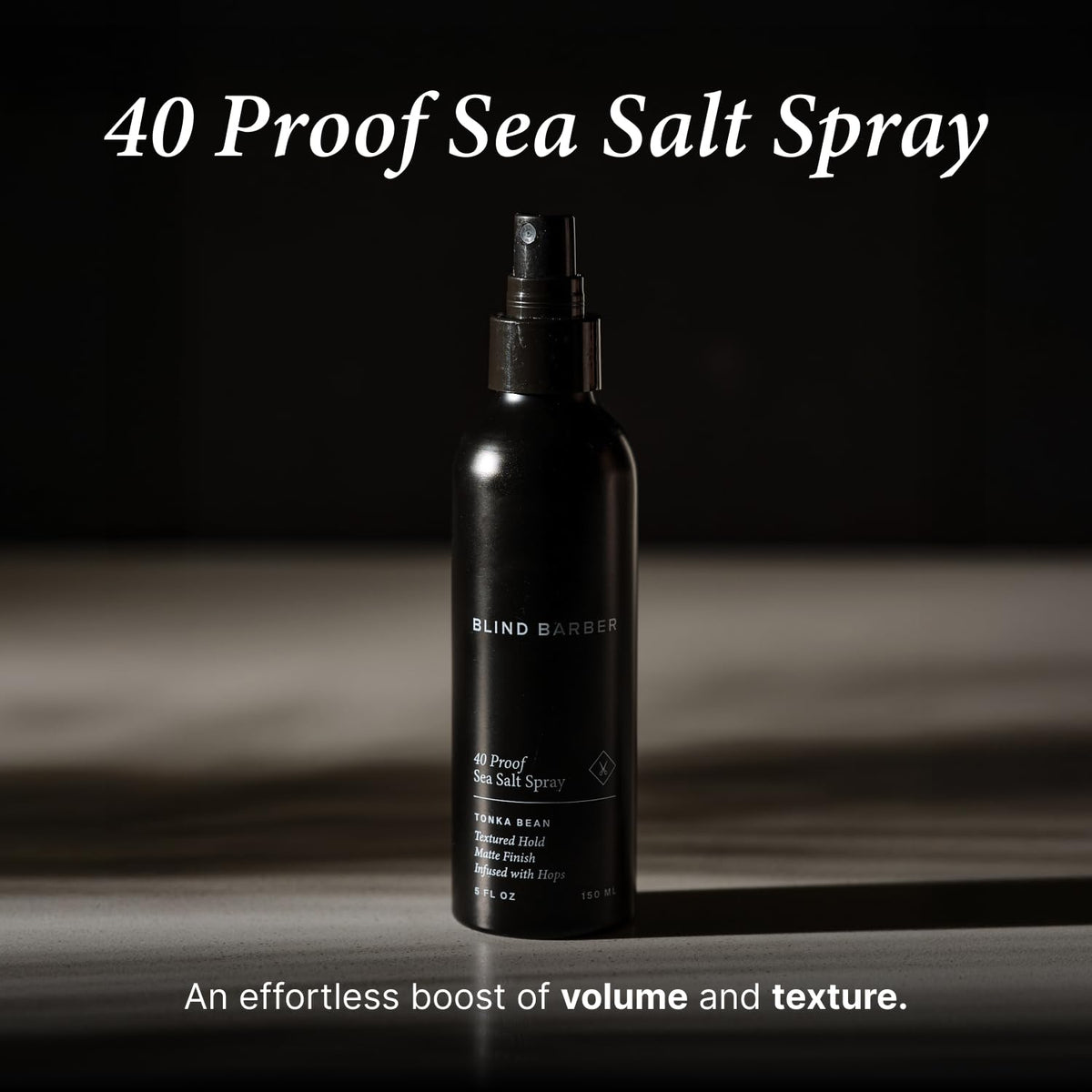 Blind Barber 40 Proof Sea Salt Spray for Men -  Salt Water Hair Spray for Volume & Texture - Water-Based Matte Finish with Light-Medium Hold - Enhances Beach Waves & Body - Tonka Bean Scent (5  Fl oz)