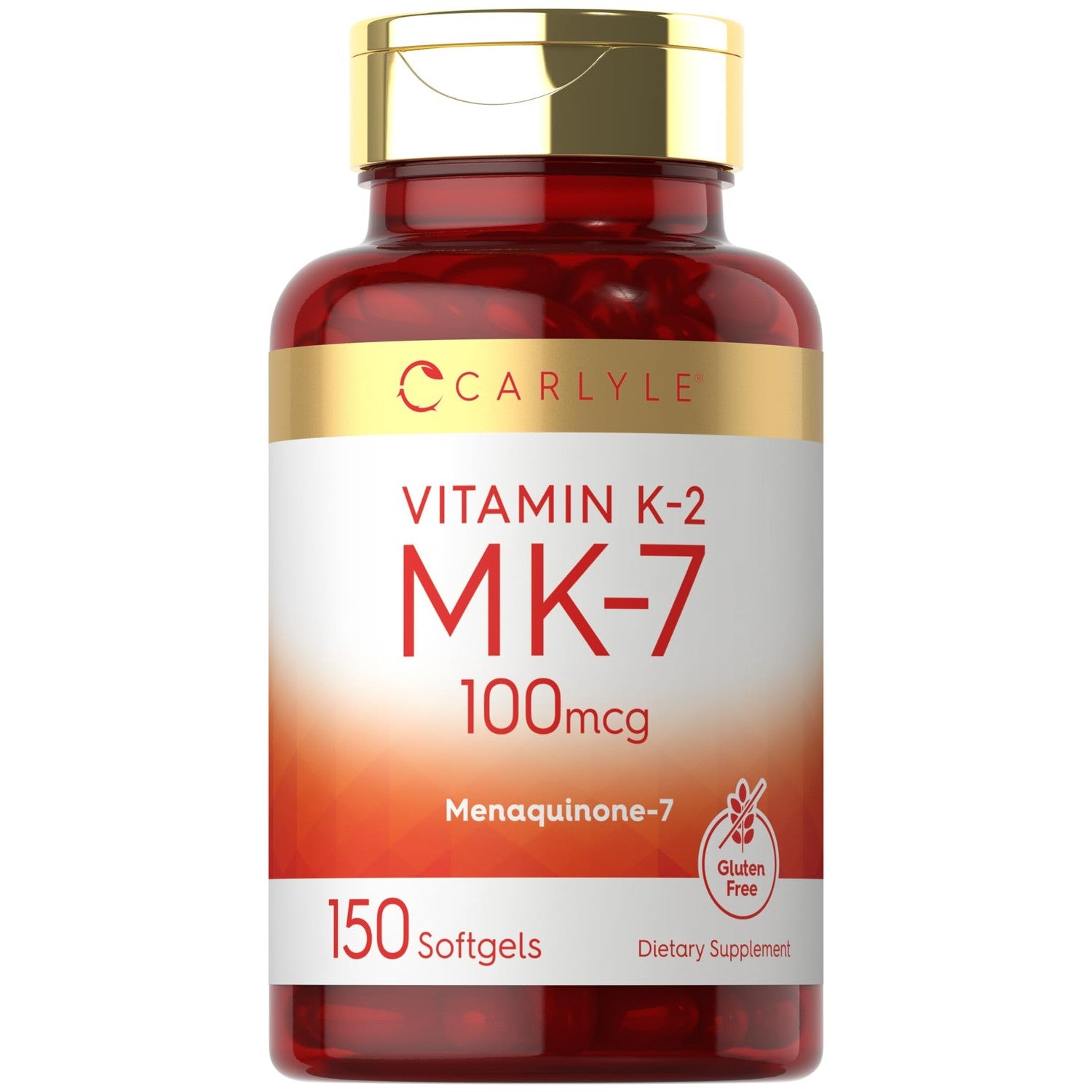Carlyle Vitamin K2 MK7 100 mcg | 150 Softgels | Bioactive Trans-Form MK7 | Non-GMO & Gluten Free Supplement