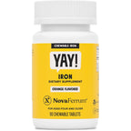 NovaFerrum Yay | Chewable Iron Supplement for Kids & Adults Ages 4 and Over | 18mg of Iron | 90 Servings | Sugar Free | Vegan | Gluten Free | Orange Flavor | For Ages 4+ | Sugar Free, Vegan, Gluten Free Certified | Orange Flavor | 90 Servings
