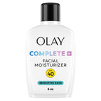Olay Complete+ Face Moisturizer with Sunscreen SPF 40, For Sensitive Skin, Broad Spectrum Sun Protection, Fragrence-Free - No White Cast on All Tones, Nourishes Moisture Barrier - Ceramides, 6 Oz