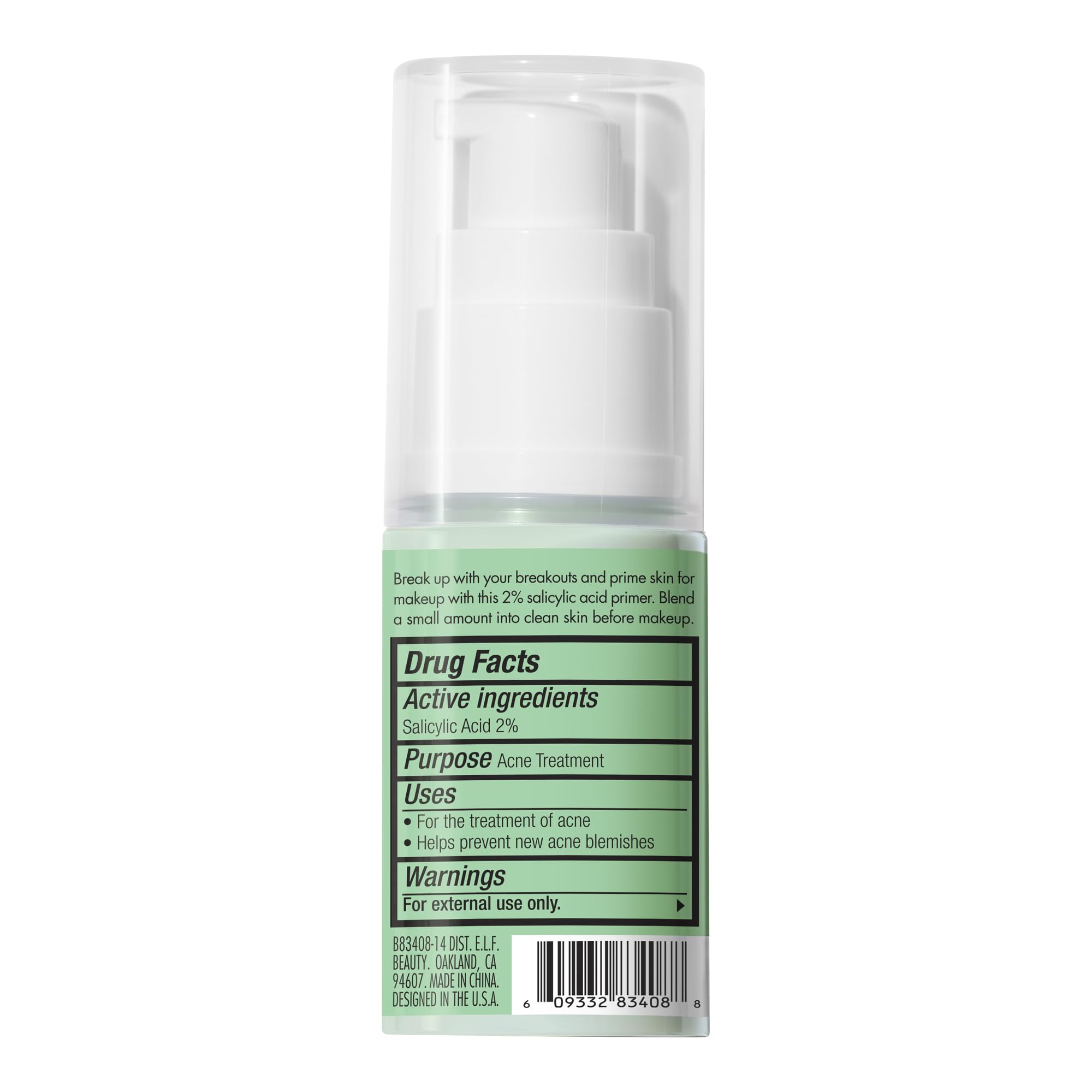 Buy now e.l.f. Blemish Control Face Primer, Soothing & Hydrating Makeup Primer For Fighting Blemishes, Grips Makeup To Last, Vegan & Cruelty-free, Small at indiglob india