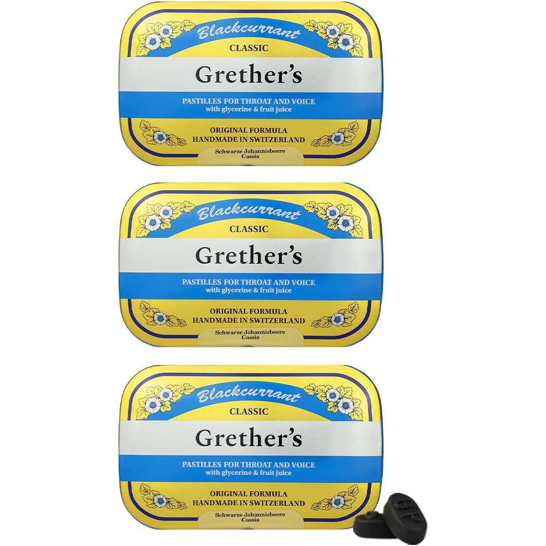 Buy now GRETHER'S Pastilles Classic Blackcurrant Natural Remedy Dry Mouth Relief - Soothing Throat & Healthy Voice - Long-Lasting Flavor, Gift for Singers - 1-Pack - 3.75 oz. 2.1 Ounce (Pack of 3) Blackcurrant at indiglob india
