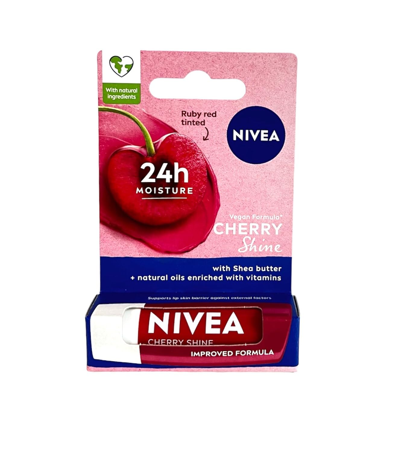 Buy now Nivea Cherry Shine Caring Lip Balm - Long Lasting Moisturisation - 4.8g at indiglob india