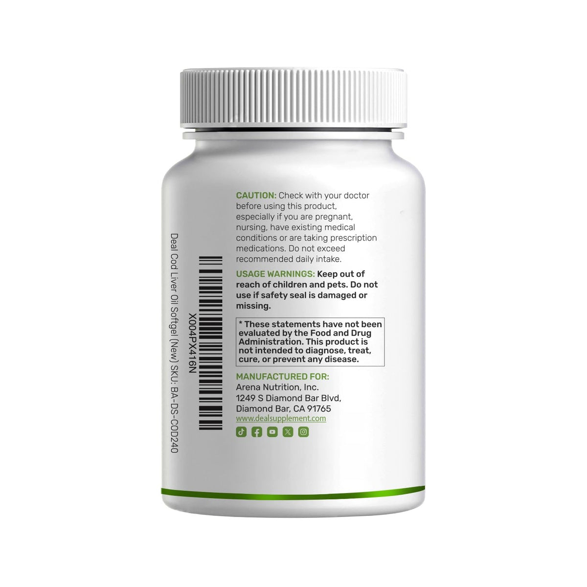 Wild Caught Cod Liver Oil 2,000mg Per Serving, 240 Softgels – Extra Strength EPA DHA Omega 3 with Vitamin D & A – Burpless, Lemon Flavored – Vision, Heart, Brain, & Immune Support