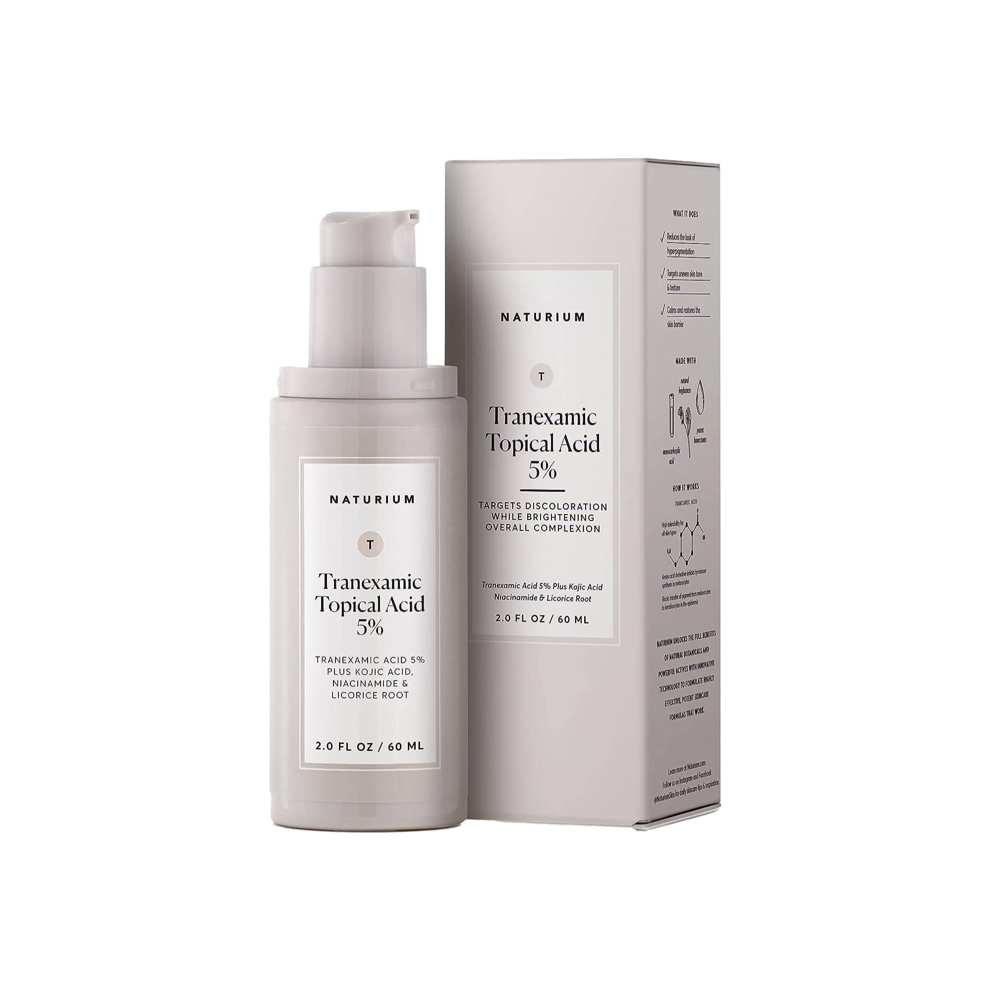 Naturium Tranexamic Topical Acid 5%, Face & Skin Care, 1 fl oz | Serum for Even Tone & Texture, Targets Dark Spots, Boosts Radiance with Kojic Acid, Niacinamide & Licorice Root