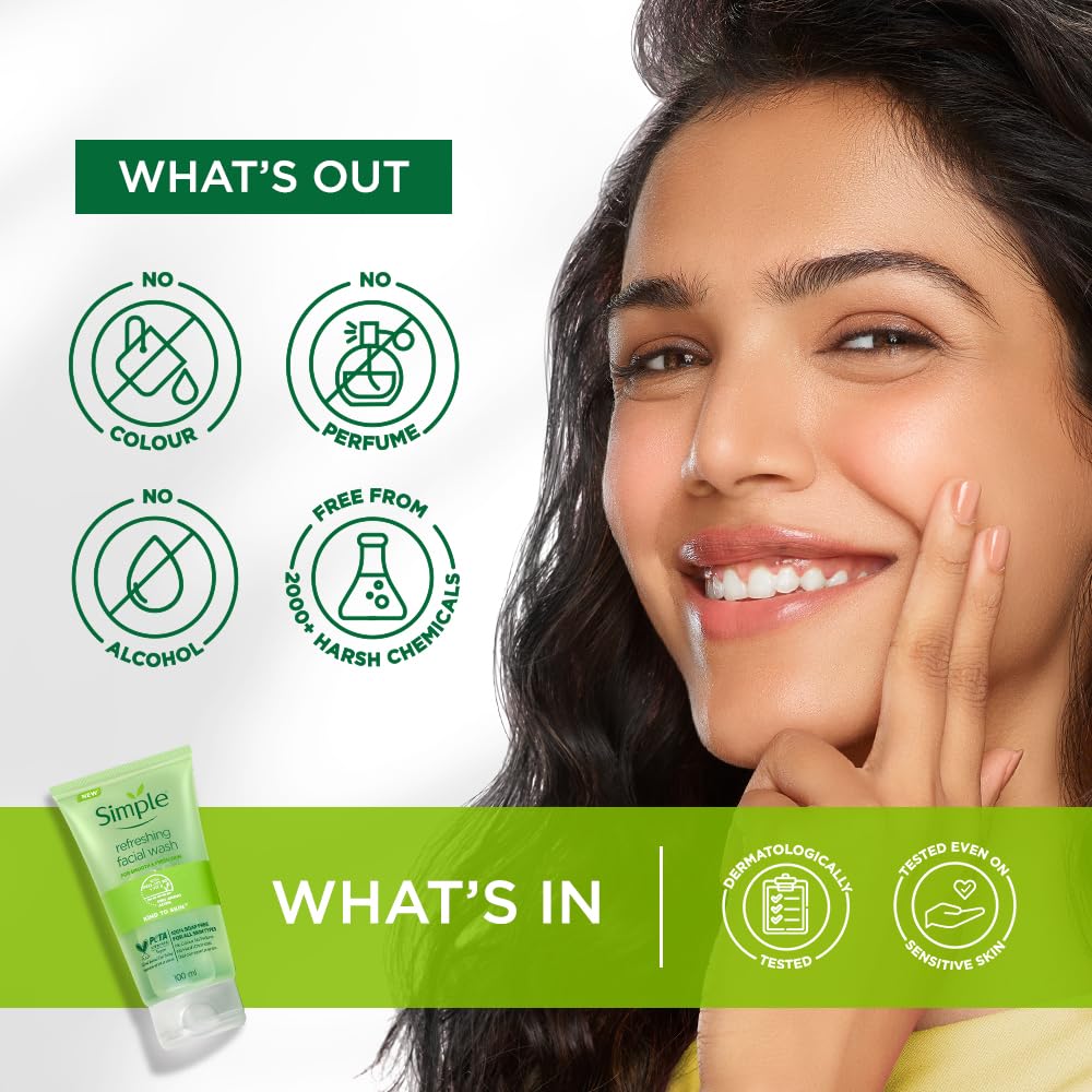 Buy now Simple Kind to Skin Refreshing Facial Wash Gel ,150 ml (5 Ounce) at indiglob india
