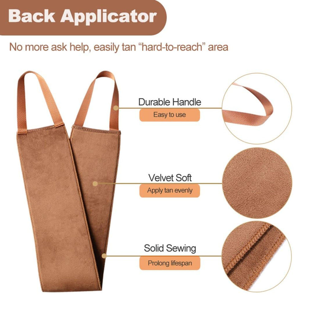 5-Piece Self Tanning Mitt Kit with Self Tanner Back Applicator, Self Tanning Brush, Exfoliating Mitt & Accessories for Flawless Tan
