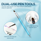 Authentic dual-use pen tools for nail art. Ideal for applying glue and picking up diamonds. Easy to operate.