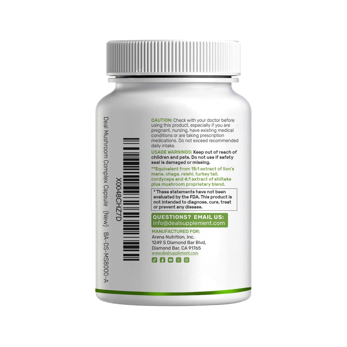 Organic 10-in-1 Mushroom Supplement, 240 Capsules – Lions Mane, Turkey Tail, Reishi, Cordyceps & More Mushroom Complex – Immune, Energy & Nootropic Brain Support – Non-GMO