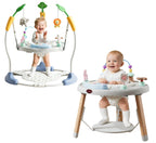 CuddoBaby Baby Jumper 4-Stage Convertible| Montessori -Inspired 8 Interactive Toys| Tummy Time Playmat, Bouncer, Exersaucer, Toddler Table| Music & Lights | 3-6, 6-12, 12-18, 12-24 Months - Gray