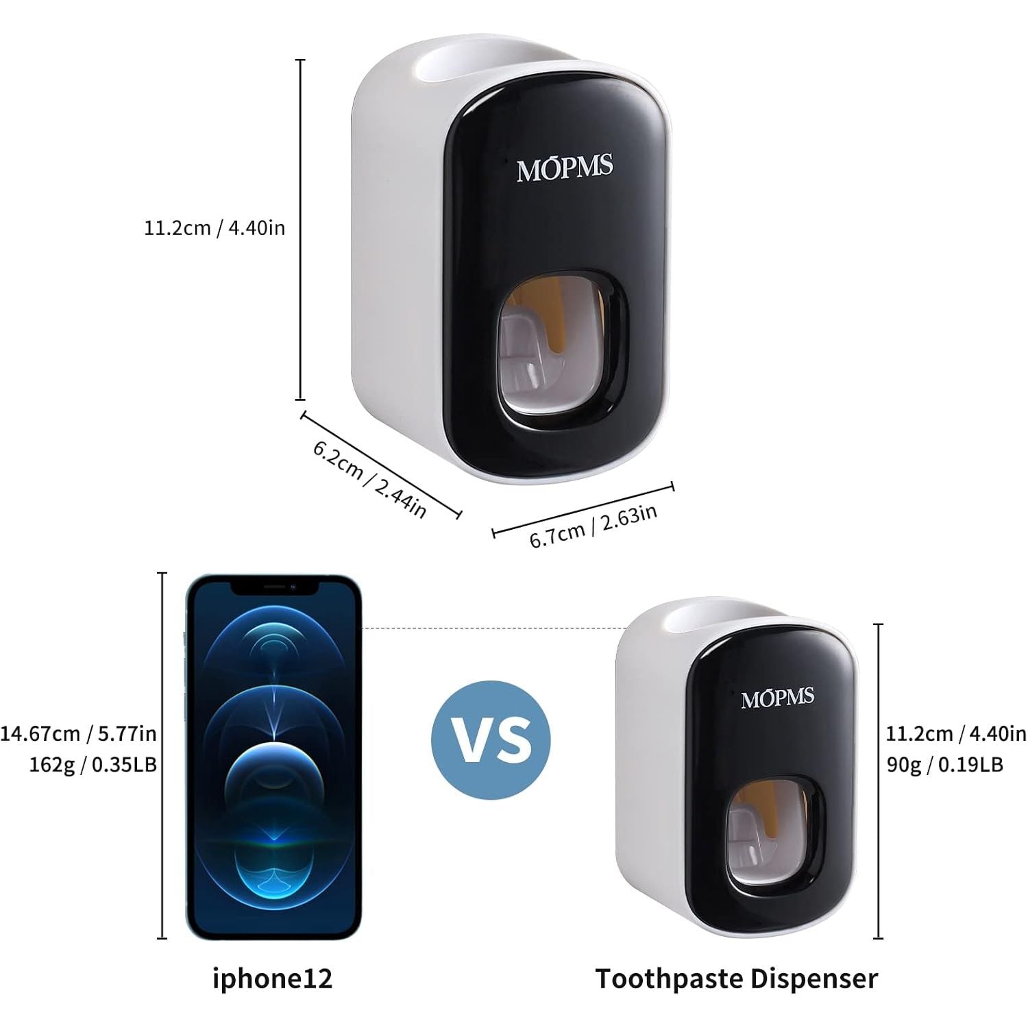 Buy now MOPMS Toothpaste Dispenser Wall Mounted for Bathroom Automatic Toothpaste Squeezer for Kids and Adult (Black-1Pcs) at indiglob india