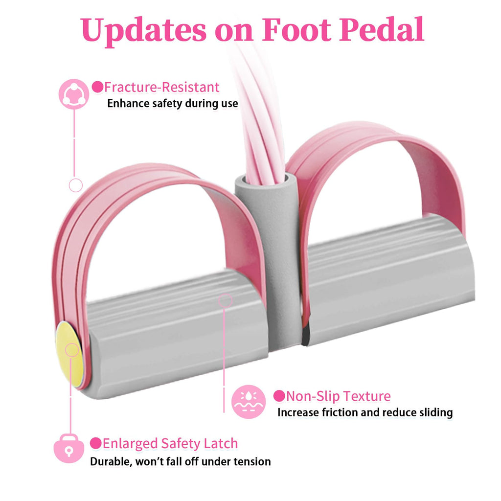 Pedal Resistance Band with Handle, Durable 6-Tube Exercise Bands