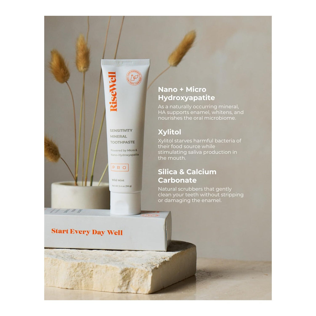 RiseWell PRO Nano Hydroxyapatite Toothpaste Fluoride Free, Wild Mint, 3.4oz