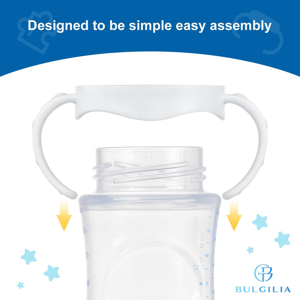 (4 Pack Bottles Handles for Philips Avent Natural Baby Bottle, Quick Install & Easy for Little Hands to Hold, White