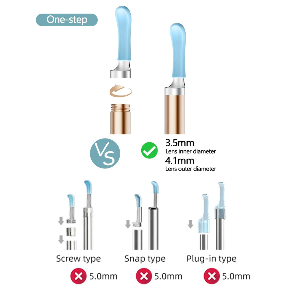 Bebird Replacement Tips Ear 8 Pieces Waterproof Silicone Ear Spoon for Ear Wax Removal Endoscope BEBIRD Original Ear Cleaner Tips Set for W3/R3/T15/X3/X17 PRO/D3Pro/T5/R1(Dia. 3.5mm)