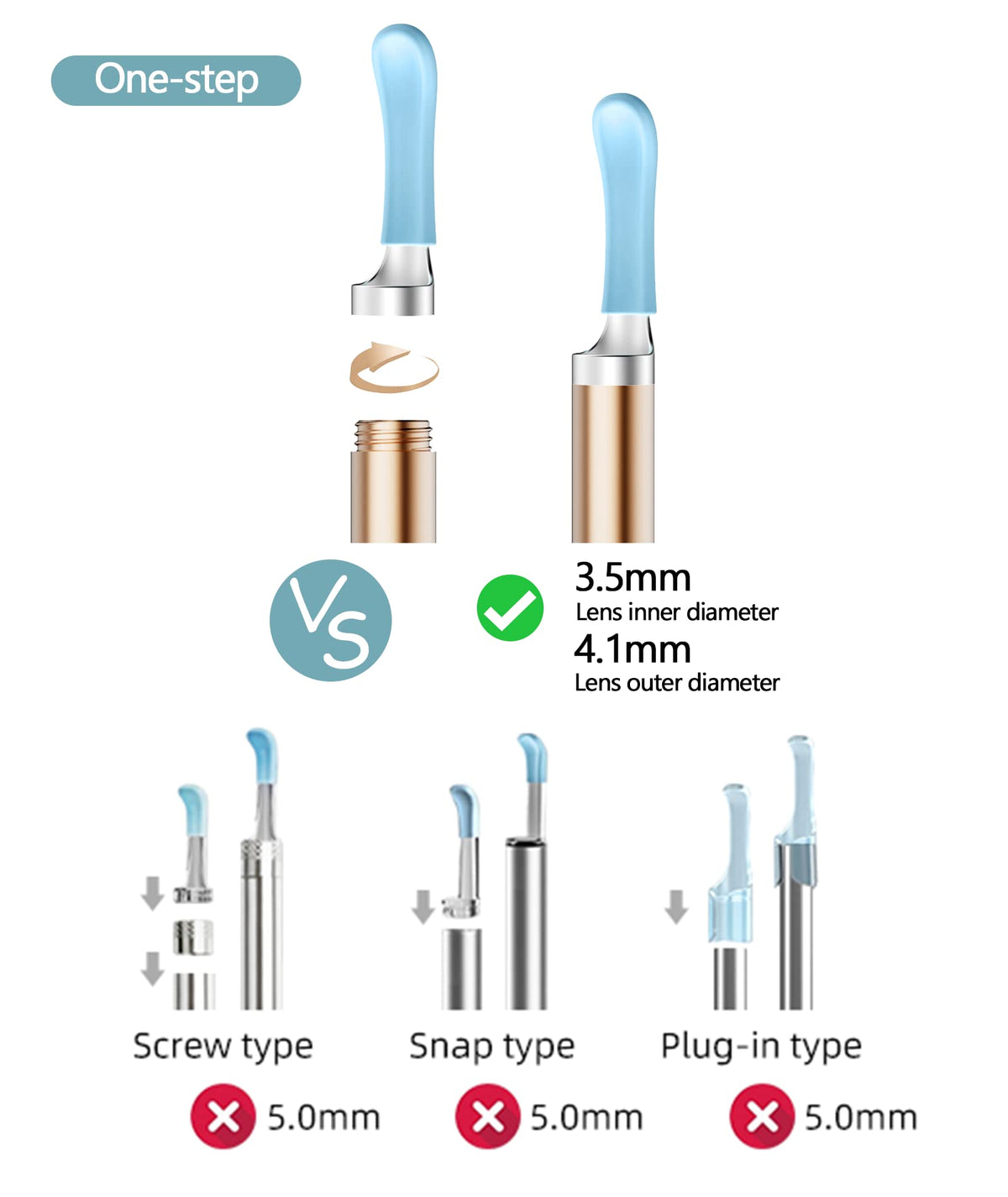 Bebird Replacement Tips Ear 8 Pieces Waterproof Silicone Ear Spoon for Ear Wax Removal Endoscope BEBIRD Original Ear Cleaner Tips Set for W3/R3/T15/X3/X17 PRO/D3Pro/T5/R1(Dia. 3.5mm)
