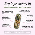 Ayurvedic Hormone Balance for Women | Cortisol Reducer | Mood, Energy, Stress, & Sleep Support | Estrogen | Perimenopause | Ashwagandha, Rhodiola, & Holy Basil | Made in USA | 60 Ct. - OSH Wellness