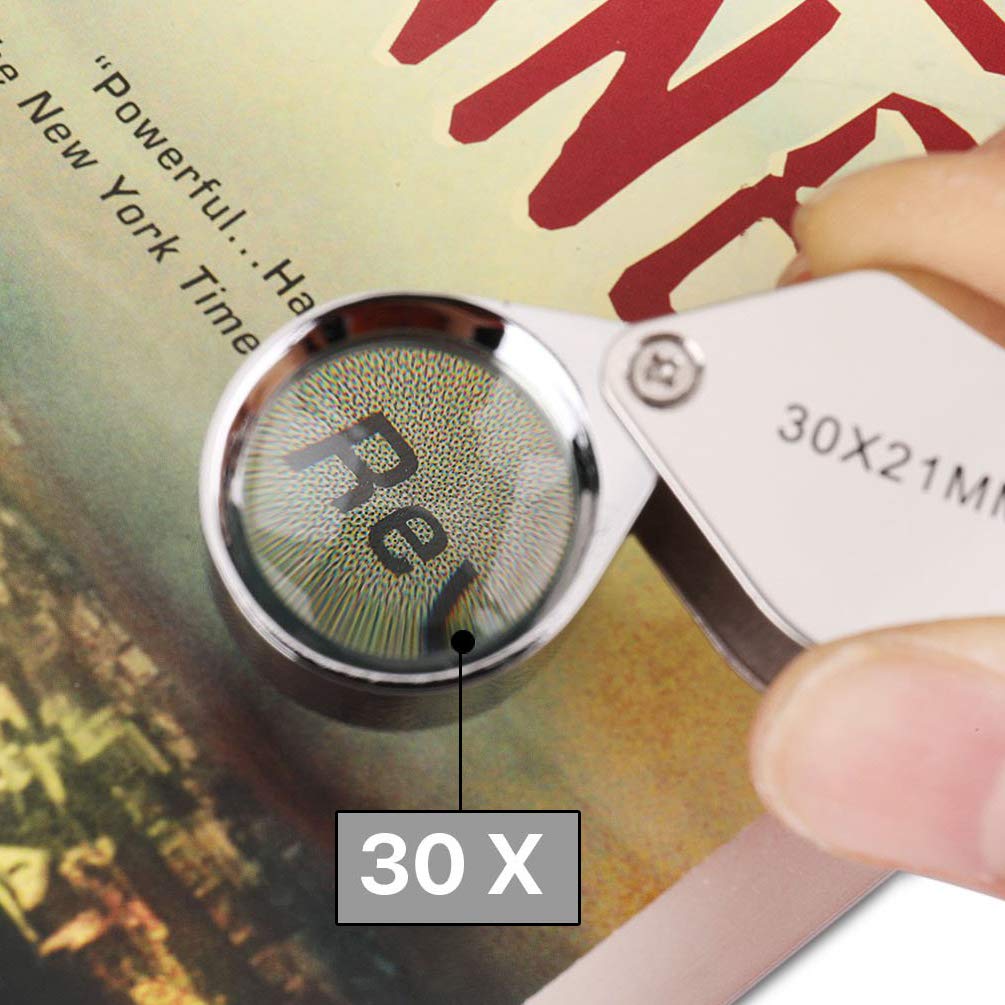 KINGMAS Foldable Jewelry Loupe 30x 21mm Jewelers Magnifying Glass