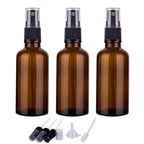 2oz Amber Glass Spray Bottles for Essential Oils, Set of 3 | Small, Travel, Mini, Empty, Fine Mist, for Facial, Cosmetic, Perfume, Hair Care, Room, Refillable, Leakproof, UV protection