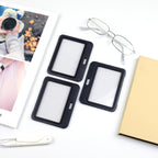 3-Pack Horizontal Hard Plastic ID Badge Holders – Double-Sided Black Card Case for Office, School, Credit & Access Cards
