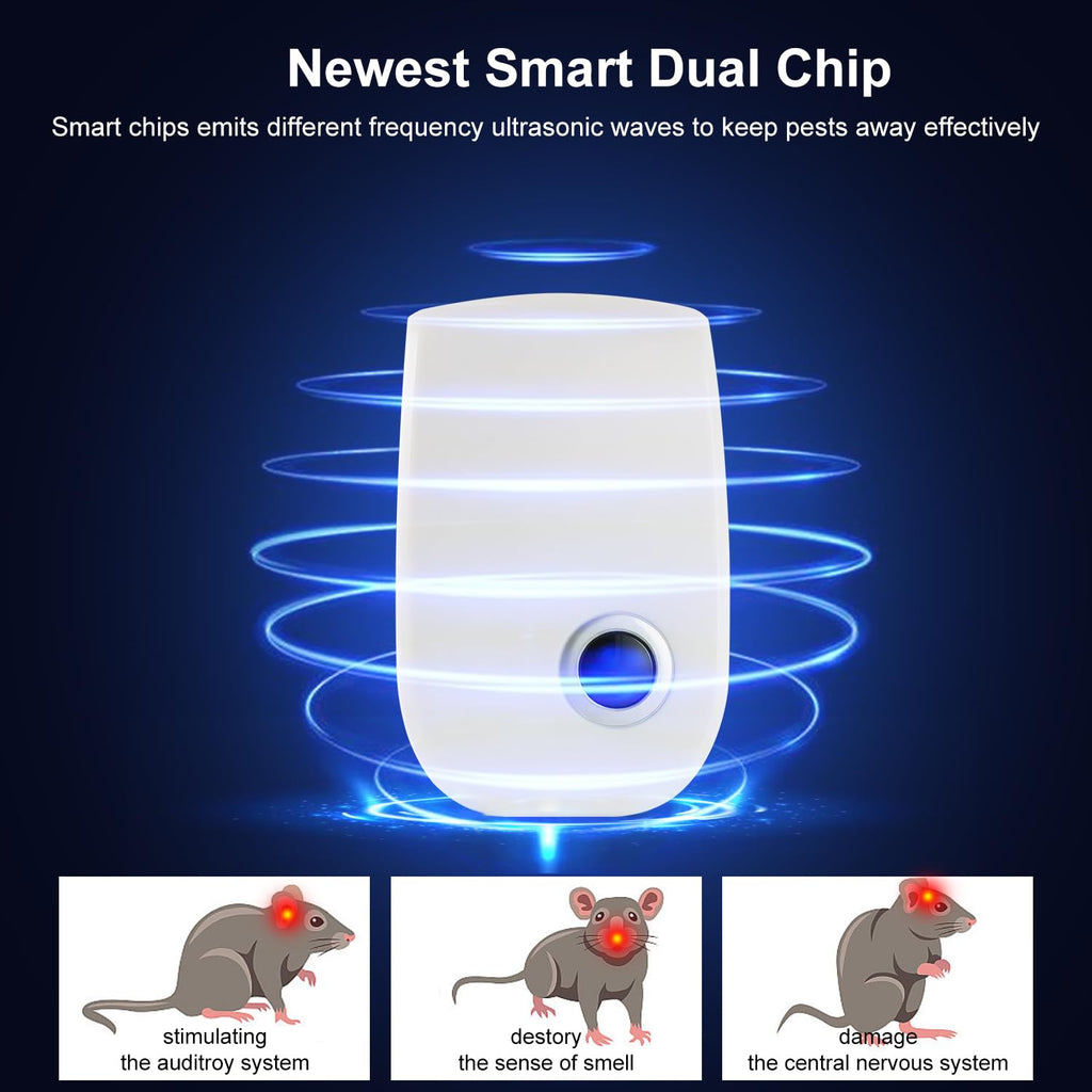 2026 Upgraded Ultrasonic Pest Control Repeller, Indoor Mouse Repellent for Rat, Mice, Rodent, Roach,Cockroach, Insect, Mosquito Electronic Plug in Pest Control 6 Packs