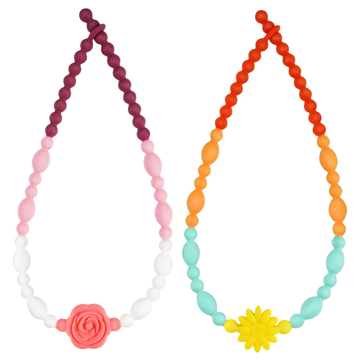 Chew Necklaces for Sensory Kids & Toddlers, 2 Pack One Piece Fidget Chewlry
