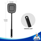 MR.SIGA Heavy Duty Long Handle Fly Swatter, Black, 6 Pack