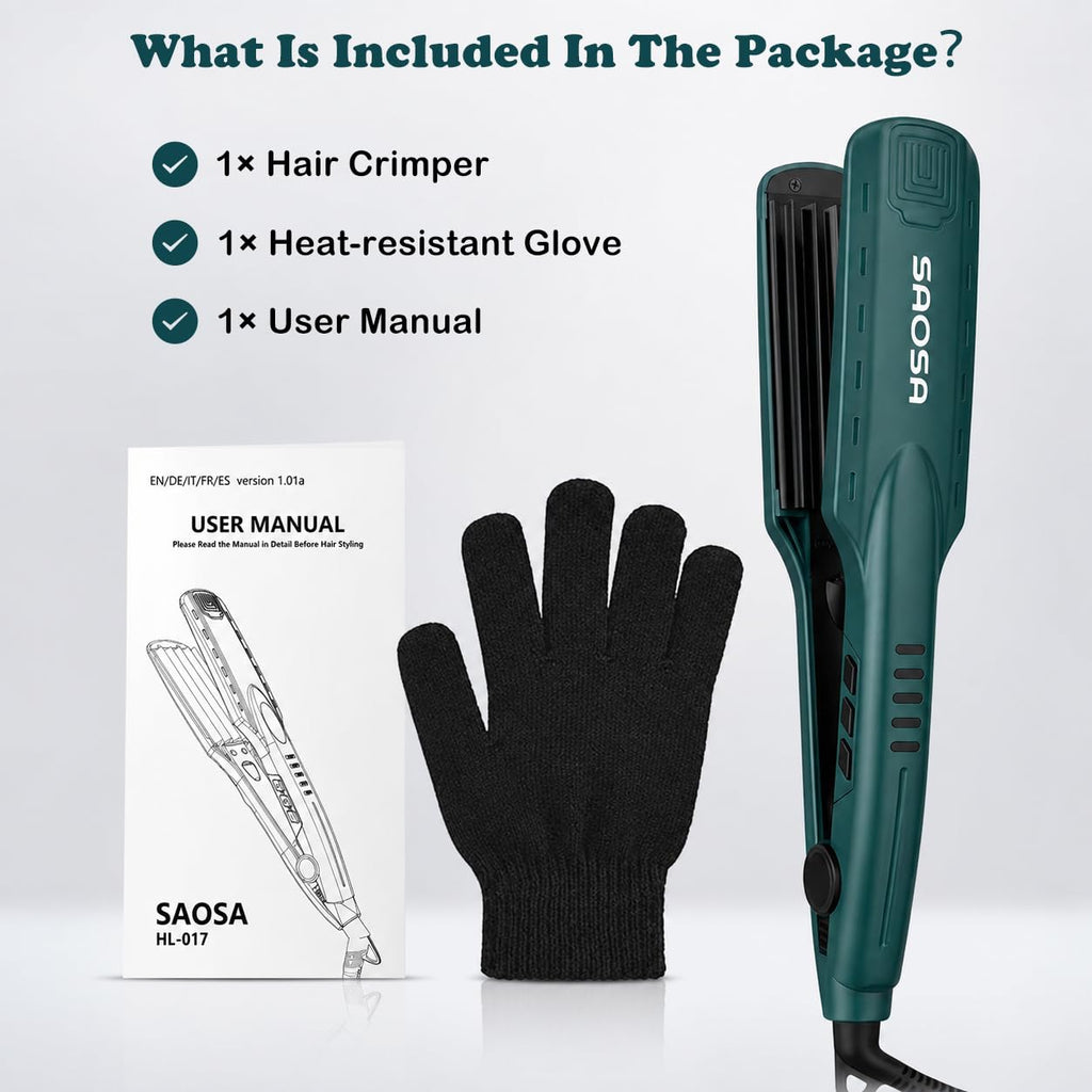 SAOSA Hair Crimper, Ceramic Crimping Iron for Root Volume & 80s Stylish