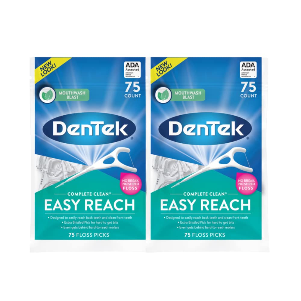 Buy now DenTek Complete Clean Easy Reach Floss Picks, No Break & No Shred Floss, 75 Count (Package May Vary) 75 Count (Pack of 2) Picks at indiglob india