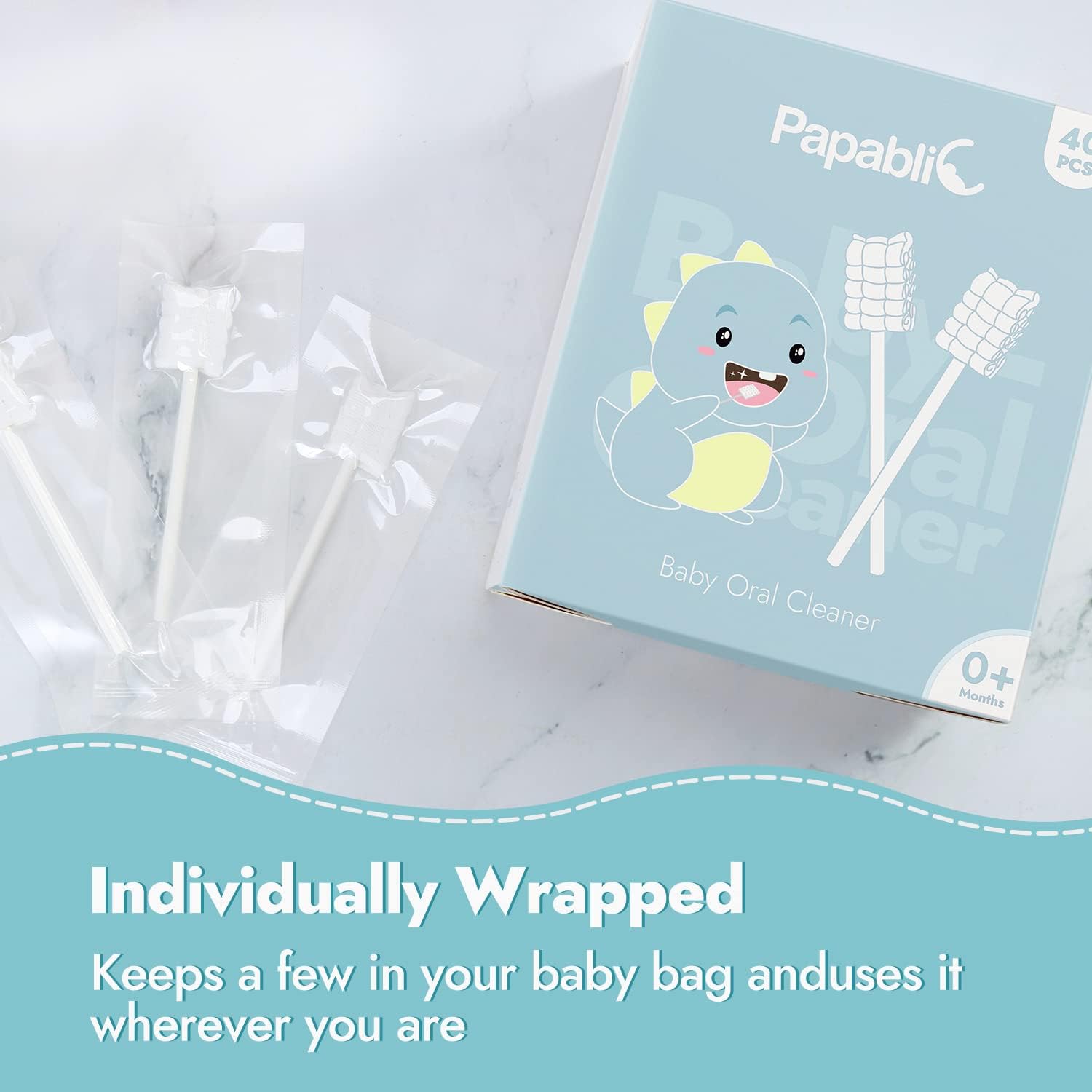 Buy now Papablic Baby Tongue Cleaner, Baby Oral Cleaner, Disposable Infant Mouth Cleaner Newborn, Upgrade Gum Cleaner with Paper Handle or Infants Ages 0-2 Years, 40 Pack at indiglob india