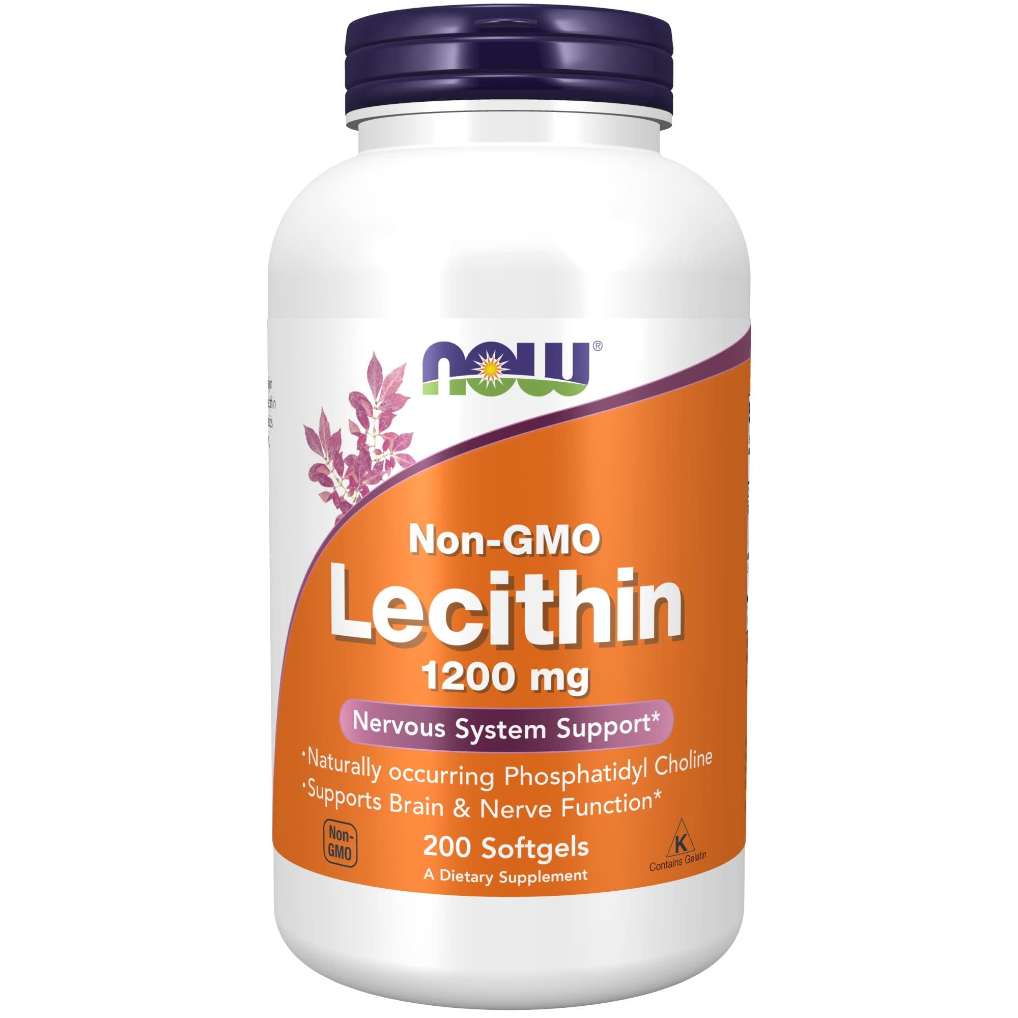 NOW Supplements, Lecithin 1200 mg with naturally occurring Phosphatidyl Choline, 100 Softgels