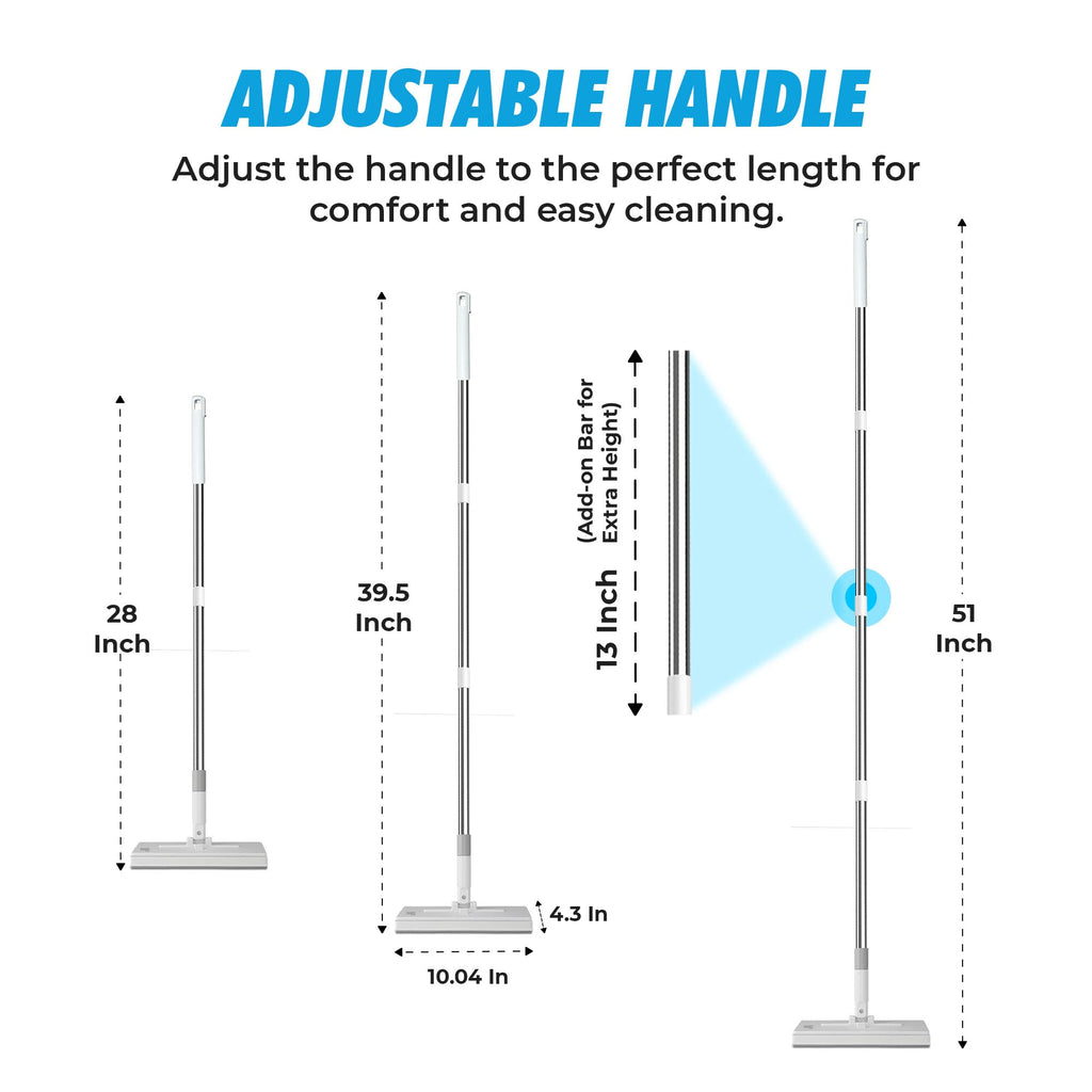 FlexiClamp Sweep & Mop Kit - Durable Cleaning Tool for Hardwood, Tile, Marble & Laminate Floors, Home, Kitchen Cleaning Essentials. (Include 10 Dry Cloths)