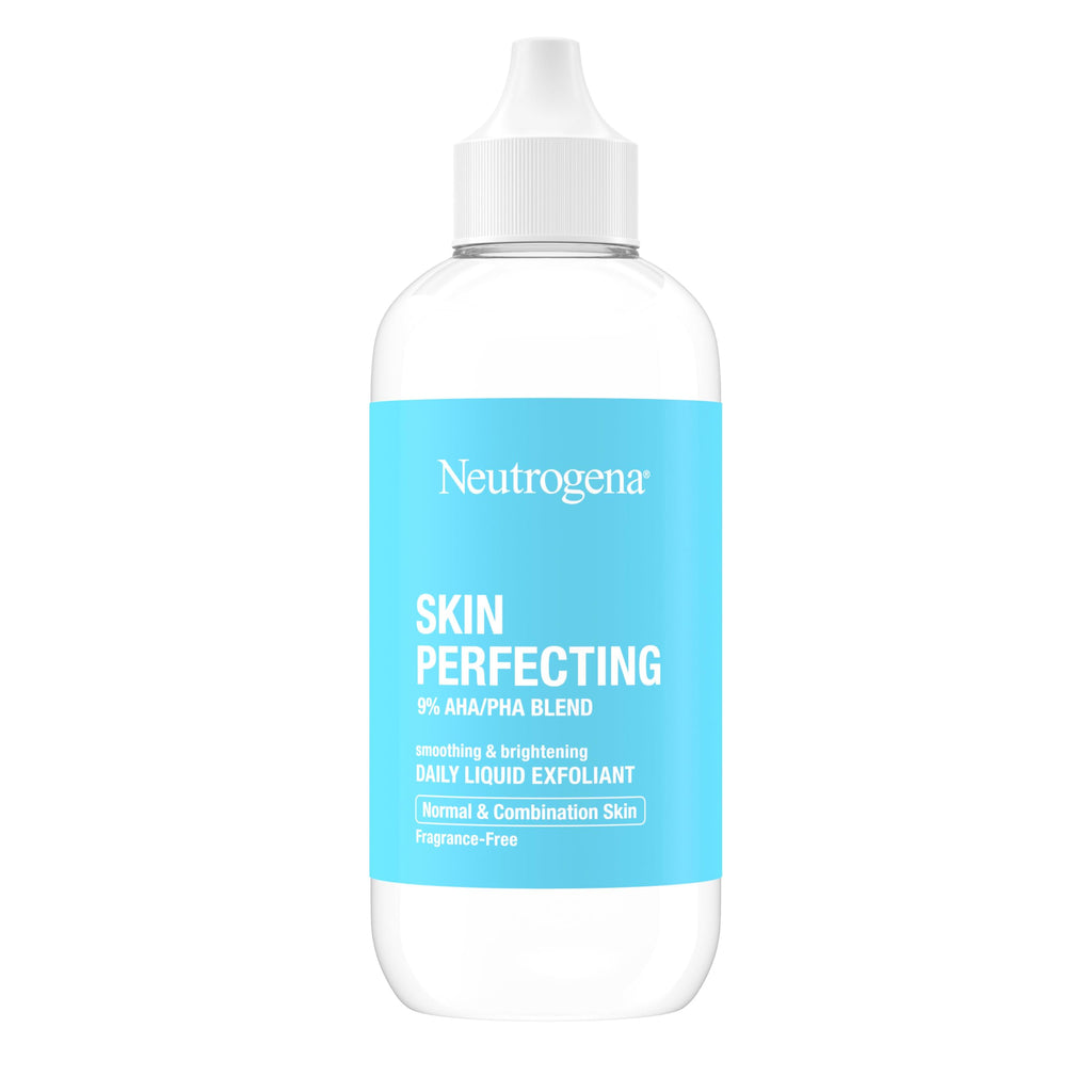 Buy now Neutrogena Skin Perfecting Daily Liquid Facial Exfoliant with 9% AHA/PHA Blend for Normal & Combination Skin, Smoothing & Brightening Leave-On Exfoliator, Oil- & Fragrance-Free, 4 fl. oz at indiglob india