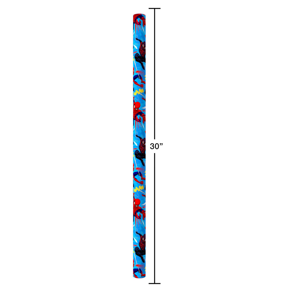American Greetings 1-Count Reversible Marvel All-Occasion Wrapping Paper Roll, Spider-Man & Miles Morales Action Print (30 in., 40 sqft.)