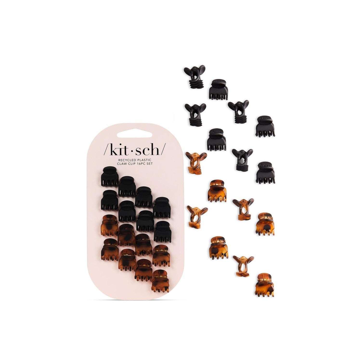 Kitsch Mini Hair Clips for Women - Tortoise & Black, 16 Pcs | Stays In Place Without Pulling or Snagging, Durable & Sturdy Plastic Small Hair Clips For Bangs, Stylish Hair Accessories