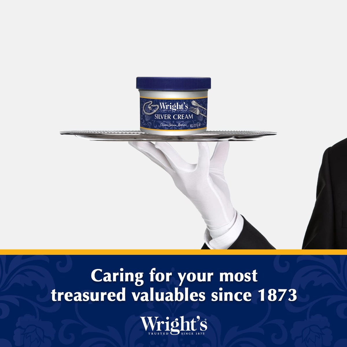 Wright's Silver Cleaner and Polish Cream, 8 Ounce, Gently Clean and Remove Tarnish for Jewelry, Pewter, and Sliver Without Scratching, Ammonia Free